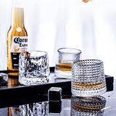 Draaibare kristallen whiskyglazen - Premium 5 oz Schotse glazen, Tumbler Whiskyglas, 3 stuks ouderwetse glazen voor het drinken van Bourbon, Scotch, Cocktails, Cognac, Rum (bolvormige bodem)