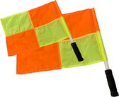 Set van 2 scheidsrechtersvlaggen - Assistent scheidsrechter vlaggen - Grensrechter - Fluo geel / fluo oranje - Ciclon Sports