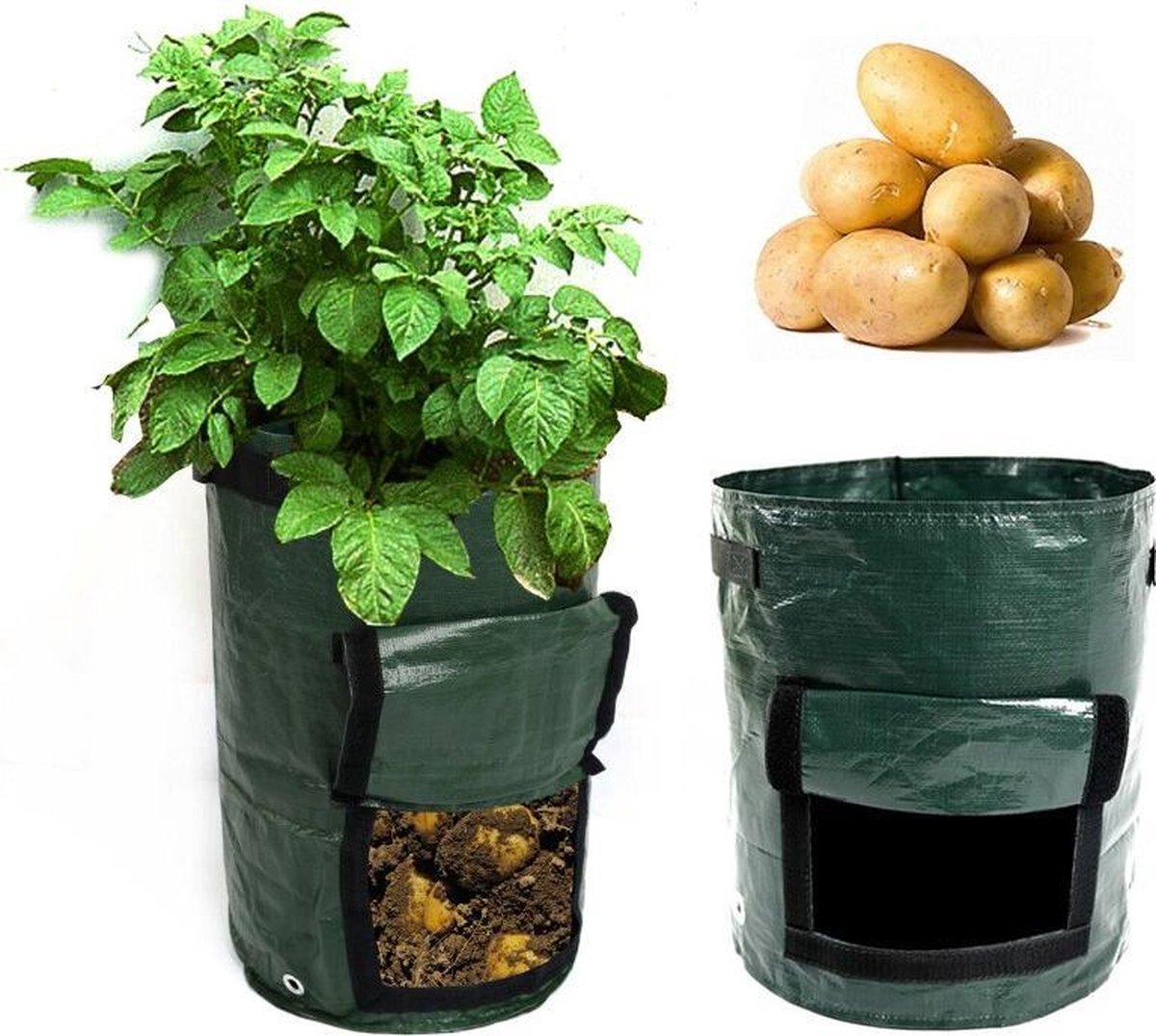 Winkrs - 2x Kweekzak Growbag Grow Bag voor aardappelen , groenten , planten 30x35CM - set groeizakken groen