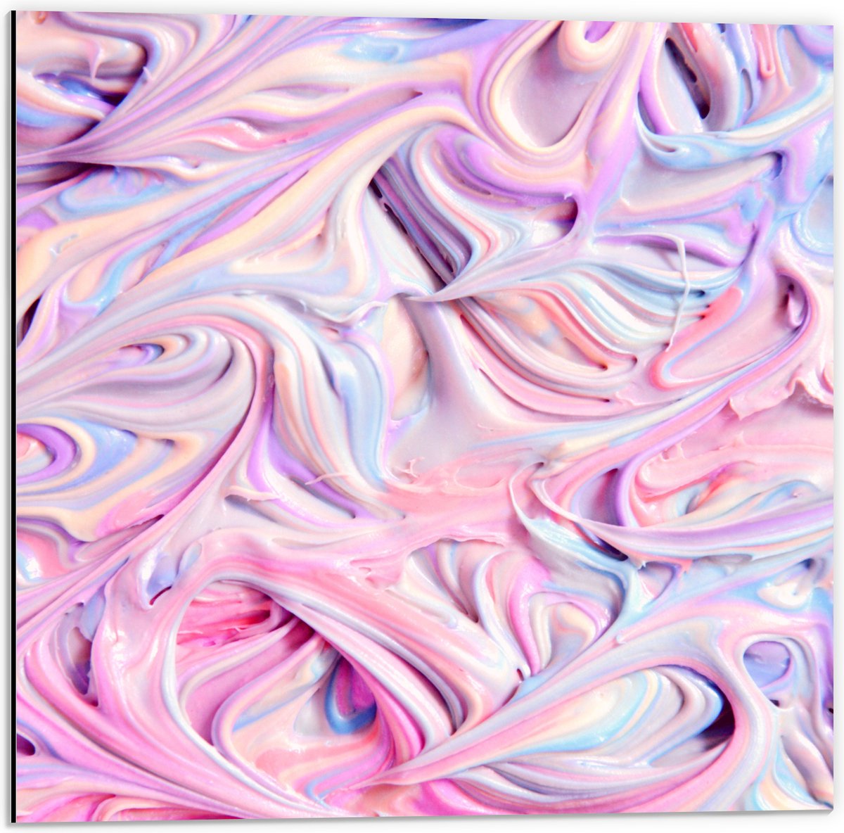 Dibond - Mix van Pastelkleurige Verf - 50x50 cm Foto op Aluminium (Met Ophangsysteem)