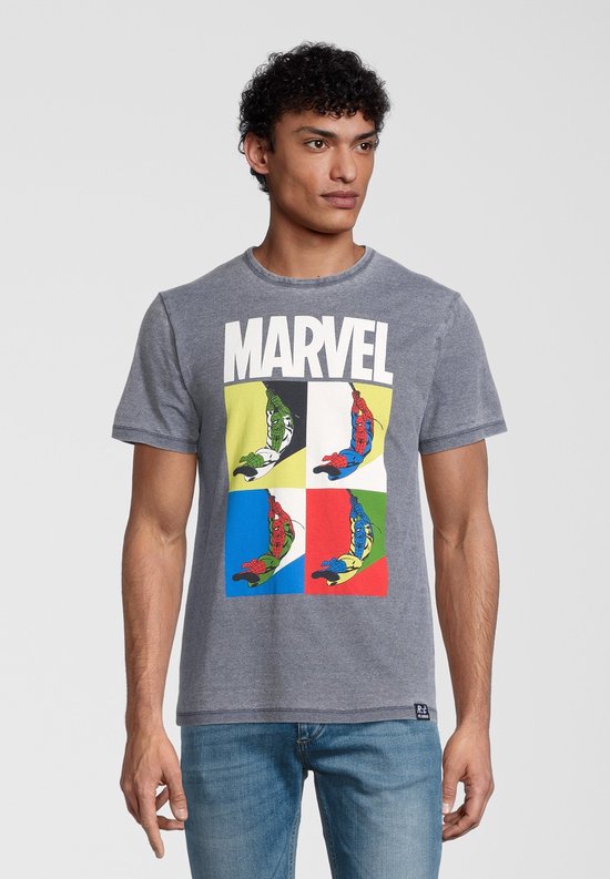 T-Shirt Blauw Pop Art Marvel Spider-Man Récupéré