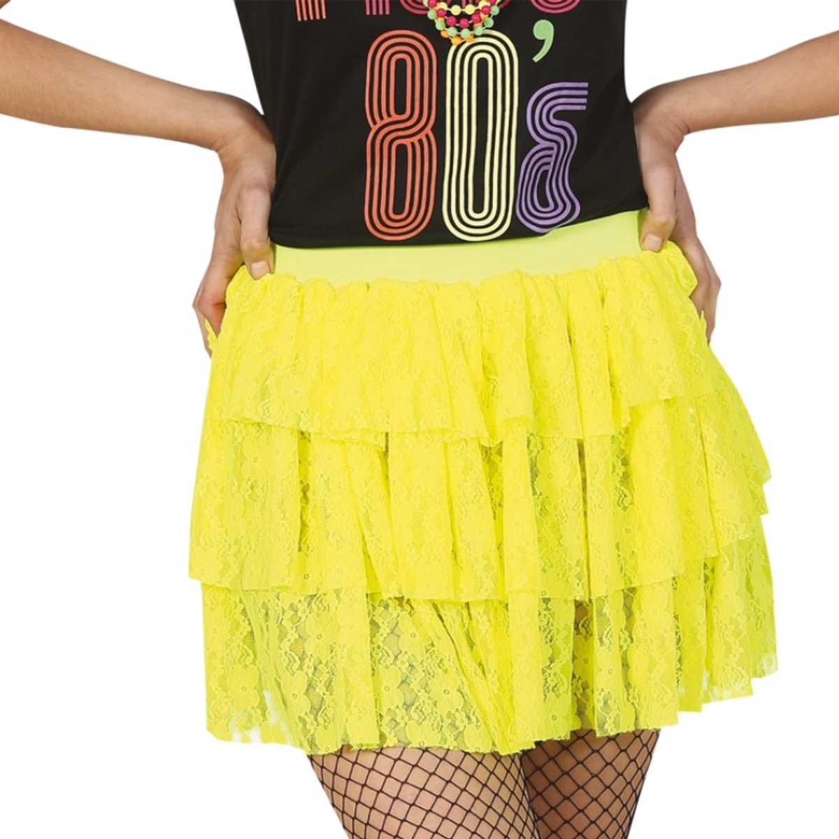 Set Tutu Jaune Fluo Adulte Taille Unique, deguisement annees 80