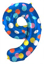 Folat - Folieballon Cijfer 9 Colorful Dots - 86 cm