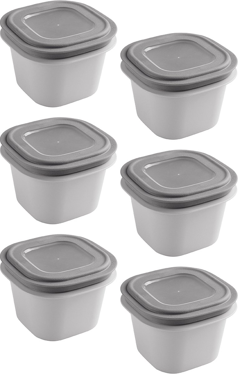 Sunware Sigma home vershoudbakjes 0.8L - Set van 6 - 13x13x9 cm - Grijs