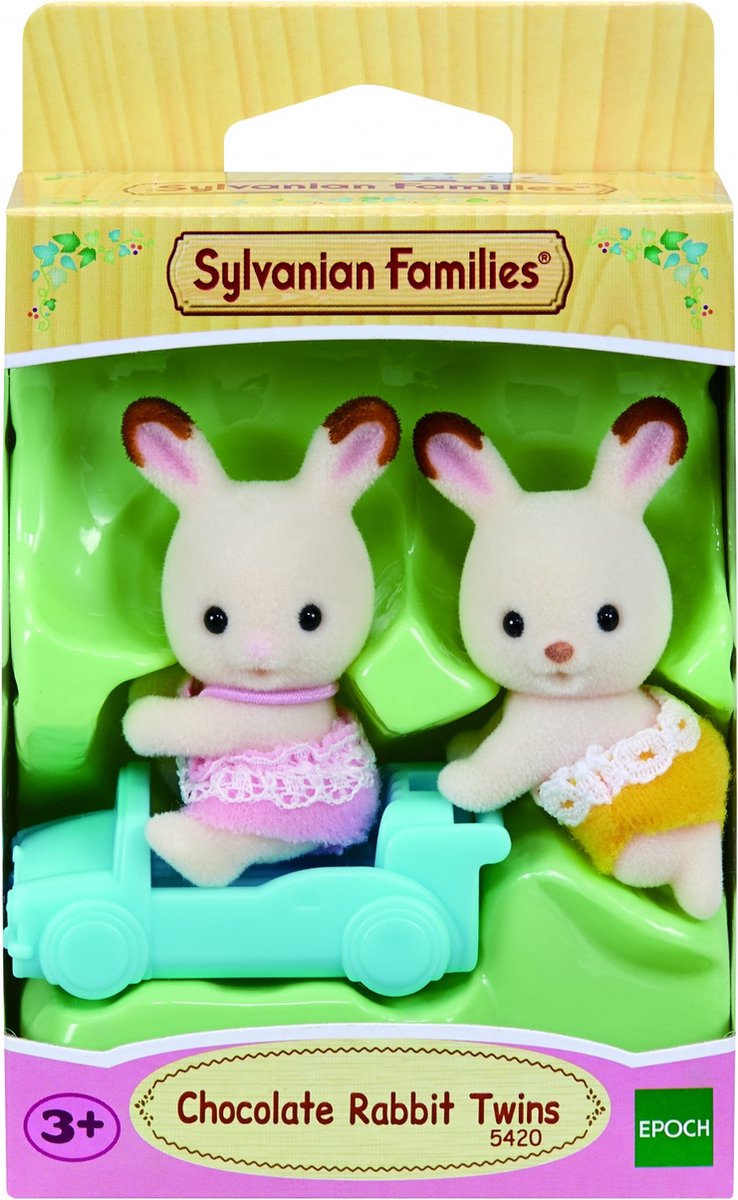 Sylvanian Families Les triplés Lapin Chocolat et accessoires puériculture