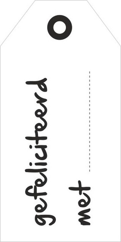 Luxe Bloemenkaartje - Cadeaukaartje - Label - Wenskaartje - Wit - Gefeliciteerd Met - 20 Stuks - Met Boorgaatje