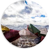 PVC Schuimplaat Muurcirkel - Bergen - Stadje - Huizen - Kleuren - 60x60 cm Foto op Muurcirkel (met ophangsysteem)