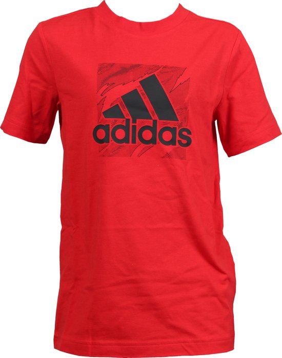 Adidas logo t shirt junior vivid red HS5276, maat 164