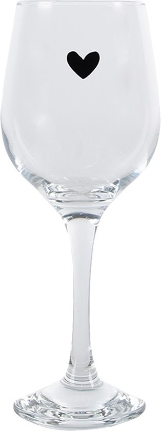 Clayre & Eef Wijnglas Hart 300 ml Transparant Glas Wijnkelk