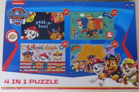 Paw Patrol 4 in 1 puzzel - Boys - Multicolor - Karton - 19 x 29 cm - 3 ...