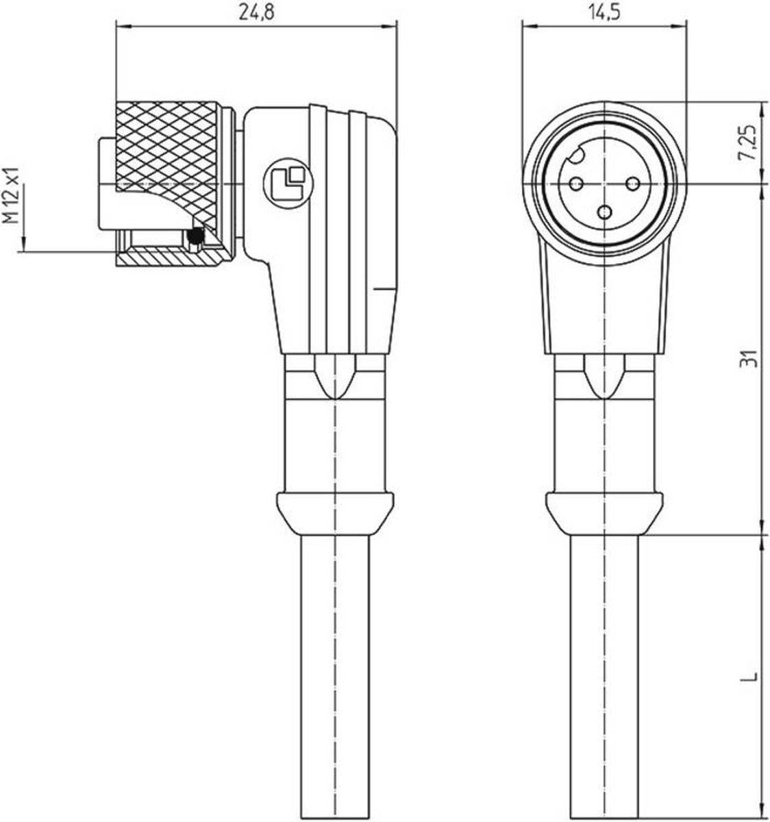 Image of Lutronic 1121 Sensor/actuator connector, geassembleerd M12 Aantal polen (sensoren): 12 Koppeling, haaks 5.00 m 1 stuk(s