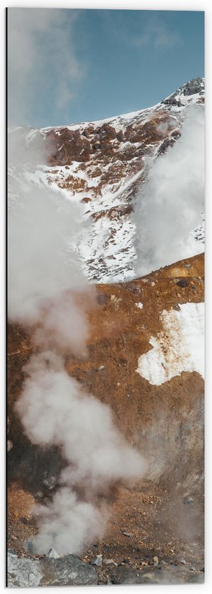 Dibond - Bergen - Sneeuw - Wolken - 40x120 cm Foto op Aluminium (Wanddecoratie van metaal)