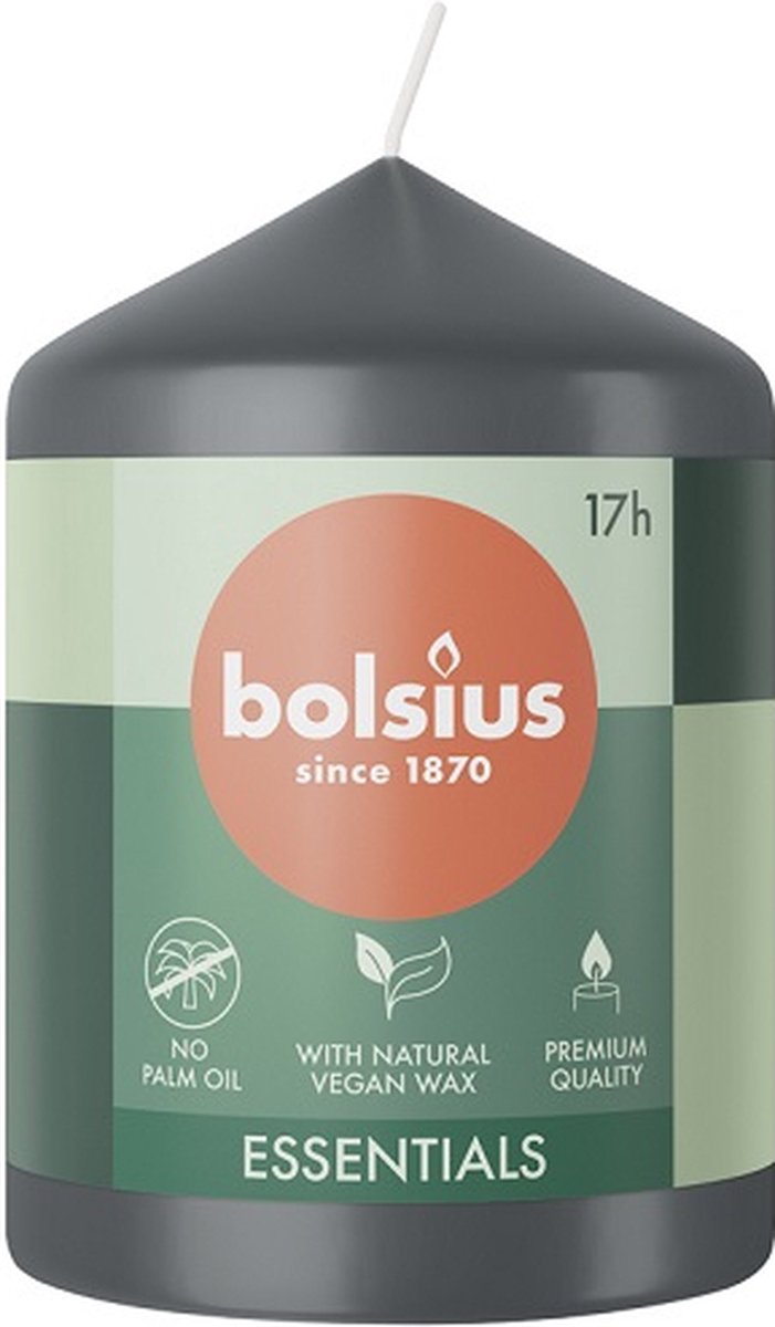 Bolsius 4 stuks Bolsius antraciet stompkaarsen 80/58 (17 uur) stormy grey