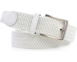 Elastische broekriem Stretch riem Vlecht riem Gevlochten riem Elastiek riem - unisex - geschikt voor zowel mannen als vrouwen - Kleur Wit 105 cm