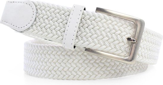 Elastische broekriem Stretch riem Vlecht riem Gevlochten riem Elastiek riem - unisex - geschikt voor zowel mannen als vrouwen - Kleur Wit 105 cm