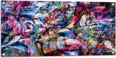 Tuinposter – Graffiti Tekening van Mensen en Figuren - 100x50 cm Foto op Tuinposter (wanddecoratie voor buiten en binnen)