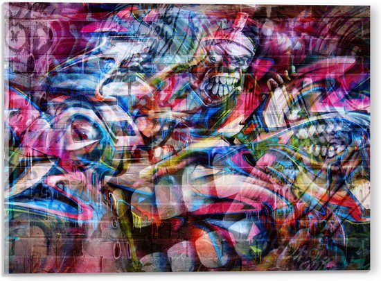 Acrylglas - Graffiti Tekening van Mensen en Figuren - 40x30 cm Foto op Acrylglas (Met Ophangsysteem)