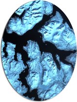 Dibond Ovaal - Blauwe Abstracte Vlakken - 60x80 cm Foto op Ovaal (Met Ophangsysteem)