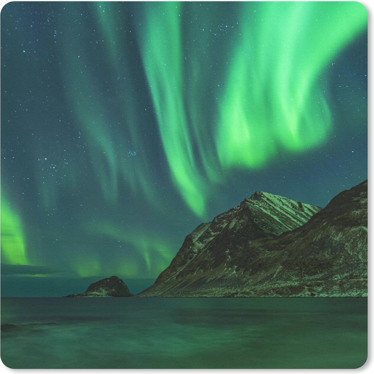 Muismat 20x20 cm - Mousepad IJsland - Noorderlicht - Sterrenhemel - Muismatten