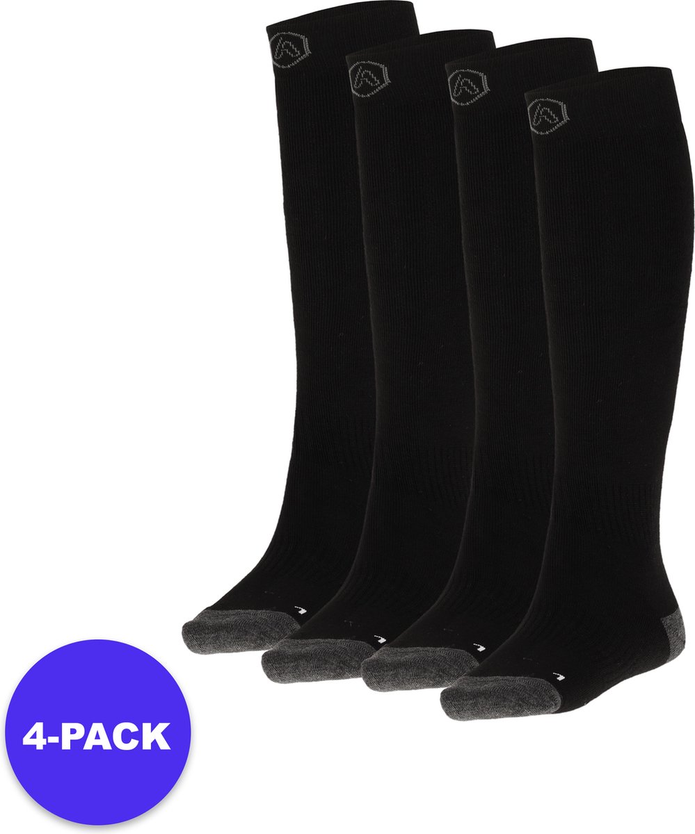 Apollo Sports Skisokken Unisex Badstof zool – 46/48 4-Pack Voordeelpakket Zwart