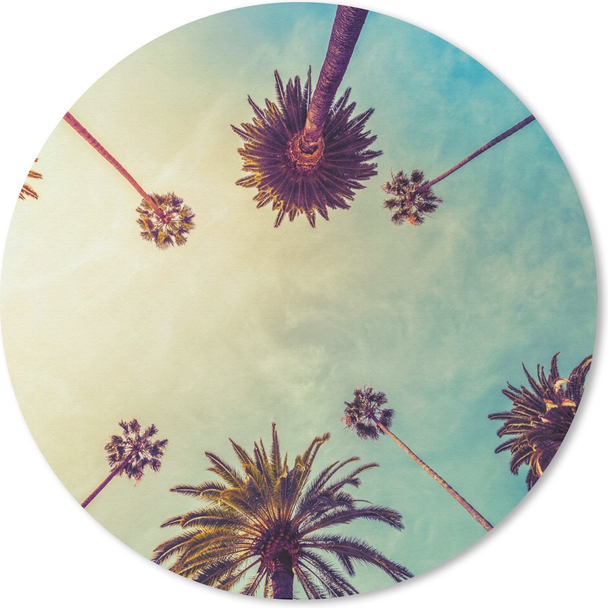 Muismat rond 40x40 cm - Mousepad Palmboom - Lucht - Bomen - Zomer - Tropisch - Ronde muismatten