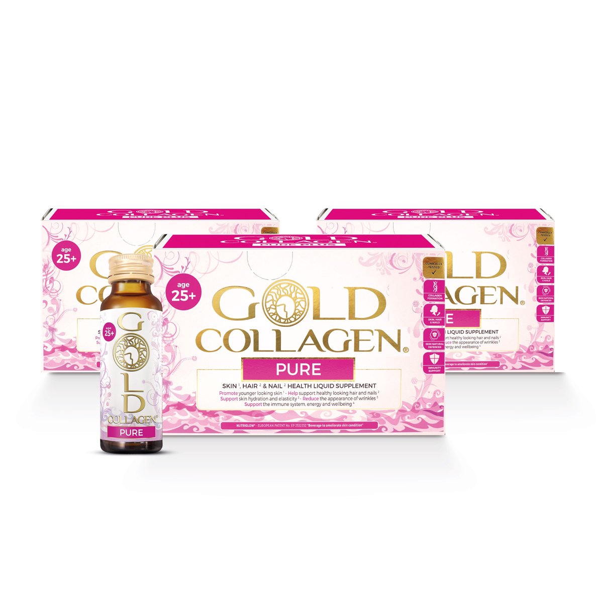 Gold Collagen Pure (maandkuur : 3 dozen 10 x 50ml) + Onze bestseller sinds 2011 nu met Exclusief Summer gift Kikoy Strandlaken/Beach Towel