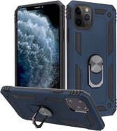 Hoesje Geschikt voor Apple iPhone 12 pro max Stevige Magnetische Anti shock ring back cover case- schokbestendig-TPU met stand Blauw + gratis screenprotector