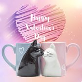 Kat met de hand gemaakte koffiemokken, set ideale cadeaus voor Valentijnsdag, huwelijk, jubileum, Kerstmis, echtpaar en vrienden, perfect voor koffie, thee en water
