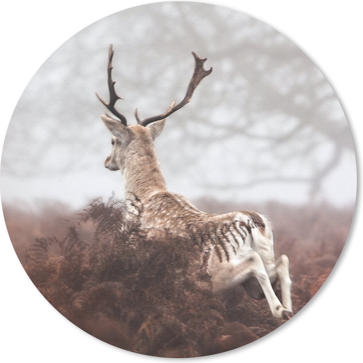 Muismat rond 20x20 cm - Mousepad Hert - Mist - Planten - Ronde muismatten