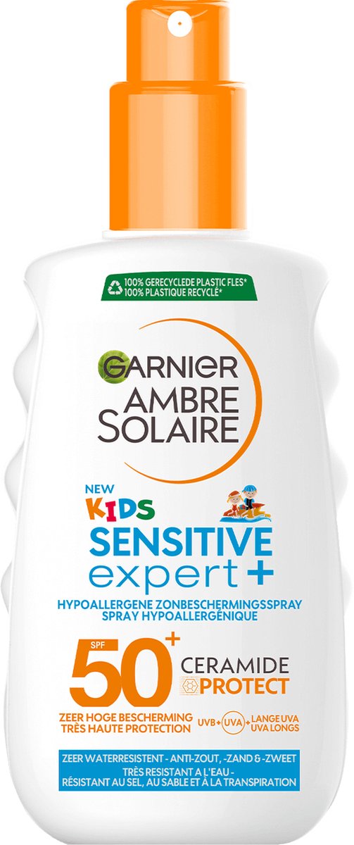 Goedkoopste Garnier Ambre Solaire Sensitive Expert Kids SPF50 Zonnebrand Spray 200ml