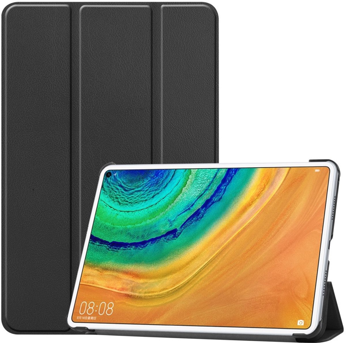 Tablethoes geschikt voor Huawei MatePad Pro 10.8 Hoesje - Tri-Fold Book Case - Zwart