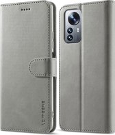 LC.IMEEKE Luxe Book Case - Geschikt voor Xiaomi 12 / 12X Hoesje - Grijs