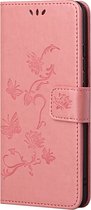 OnePlus Nord 2 Hoesje - Coverup Bloemen & Vlinders Book Case - Pink