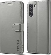 LC.IMEEKE Luxe Book Case - Geschikt voor Samsung Galaxy S21 FE Hoesje - Grijs