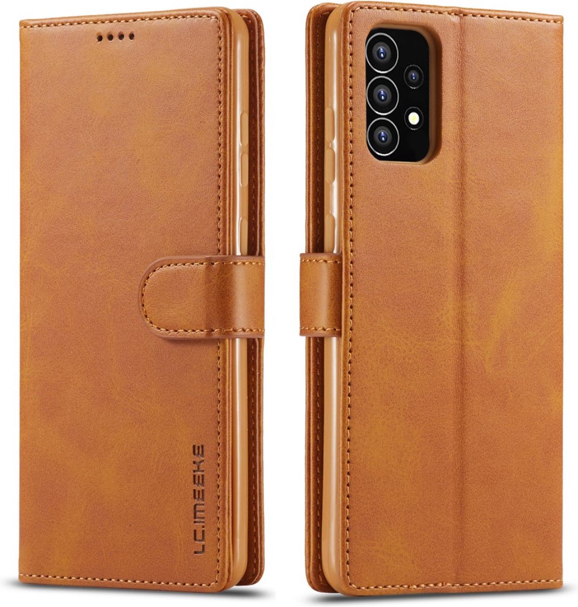 LC.IMEEKE Hoesje - Geschikt voor Samsung Galaxy A53 Hoesje - LC.IMEEKE Luxe Book Case - Bruin