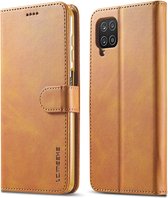 LC.IMEEKE Luxe Book Case - Geschikt voor Samsung Galaxy A12 Hoesje - Bruin