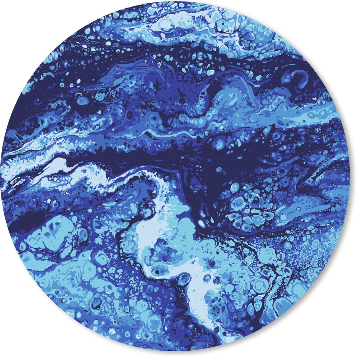 Muismat rond 50x50 cm - Mousepad Marmer - Blauw - Waterverf - Ronde muismatten