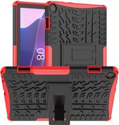 Rugged Kickstand Back Cover - Geschikt voor Lenovo Tab M10 Gen 3 Hoesje - Rood