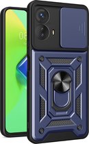 Coverup Ring Kickstand Back Cover met Camera Shield - Geschikt voor Motorola Moto G53 Hoesje - Blauw