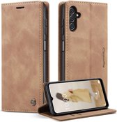 CaseMe Book Case - Geschikt voor Samsung Galaxy A14 Hoesje - Bruin