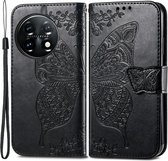 Coverup Vlinder Book Case - Geschikt voor OnePlus 11 5G Hoesje - Zwart