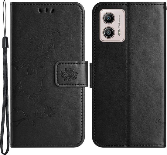 Cover per Motorola Moto G13/G23/G53 Custodia Cover Pelle Libro Portafoglio con Porta Carte Magnetica Protezione Antiurto Cuoio Flip Case Custodia Cover per Motorola G13/G23/G53, farfalla rosa