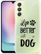 Cazy Hoesje geschikt voor Samsung Galaxy A24 4G Life Is Better With a Dog Zwart