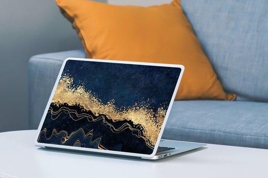 Laptop sticker - 13.3 inch - Marmer print - Textuur - Goud - Illustratie - 31x22,5cm - Laptopstickers - Laptop skin - Cover