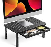 Sounix Monitor Standaard Verstelbaar - Voor Monitor tot 32"/20kg - Monitorverhoger voor Computer Beeldscherm of Printer - Zwart