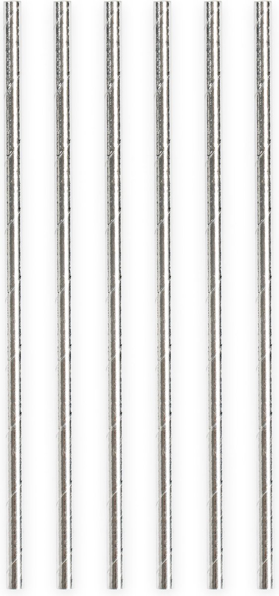 20 Papieren rietjes Metallic Zilver - 6mm x 197mm