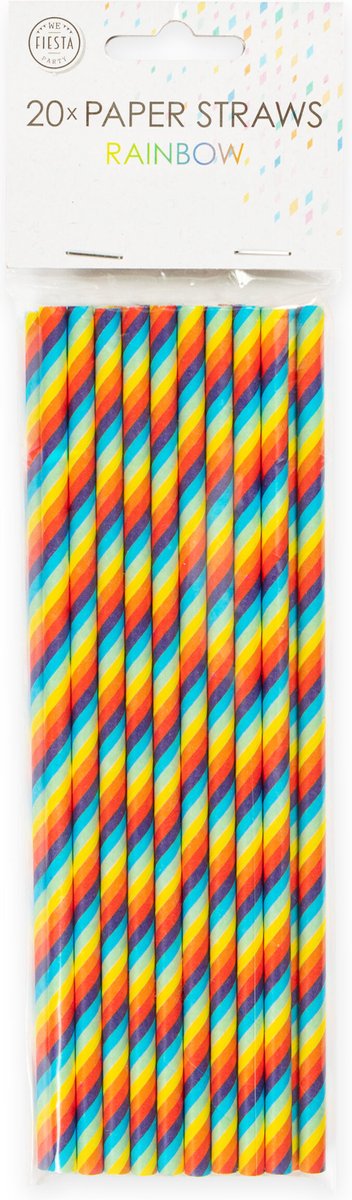 20 Papieren rietjes Regenboog - 6mm x 197mm