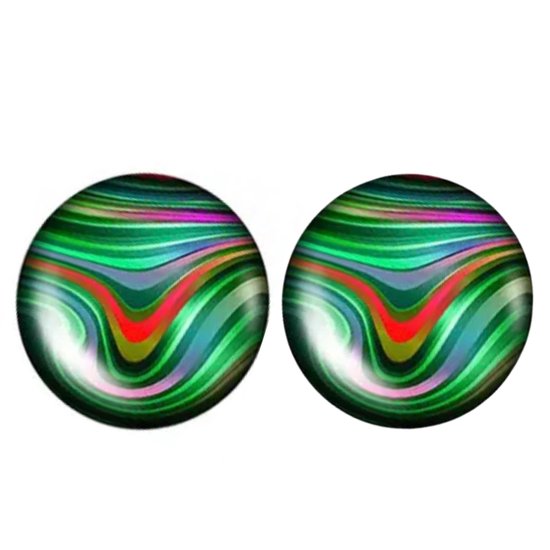 Clip oorbellen- Puck- Groen- 2 cm- Geen gaatjes- Charme Bijoux