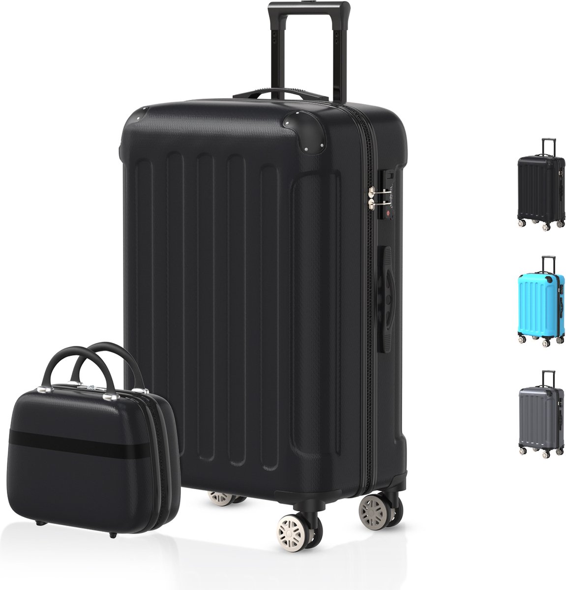 Voyagoux® Kofferset 2 delig - ABS kofferset - XS / M - Koffer - Zwart
