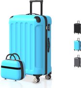 Ensemble valise Voyagoux® 2 pièces - Ensemble valise ABS - XS /L - Valise - Bleu clair